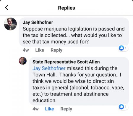 Rep. Allen marijuana tax comment